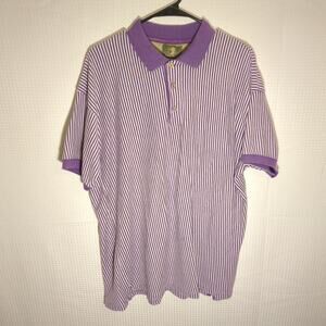 Duck Head Polo Shirt XL Purple White Stripe Vintage Made in Turkey 90s Cotton